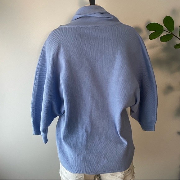 Yest Netherlands Cowl Neck Knit Ribbed Sweater Batwing Powder Blue Size 10 - Picture 2 of 8